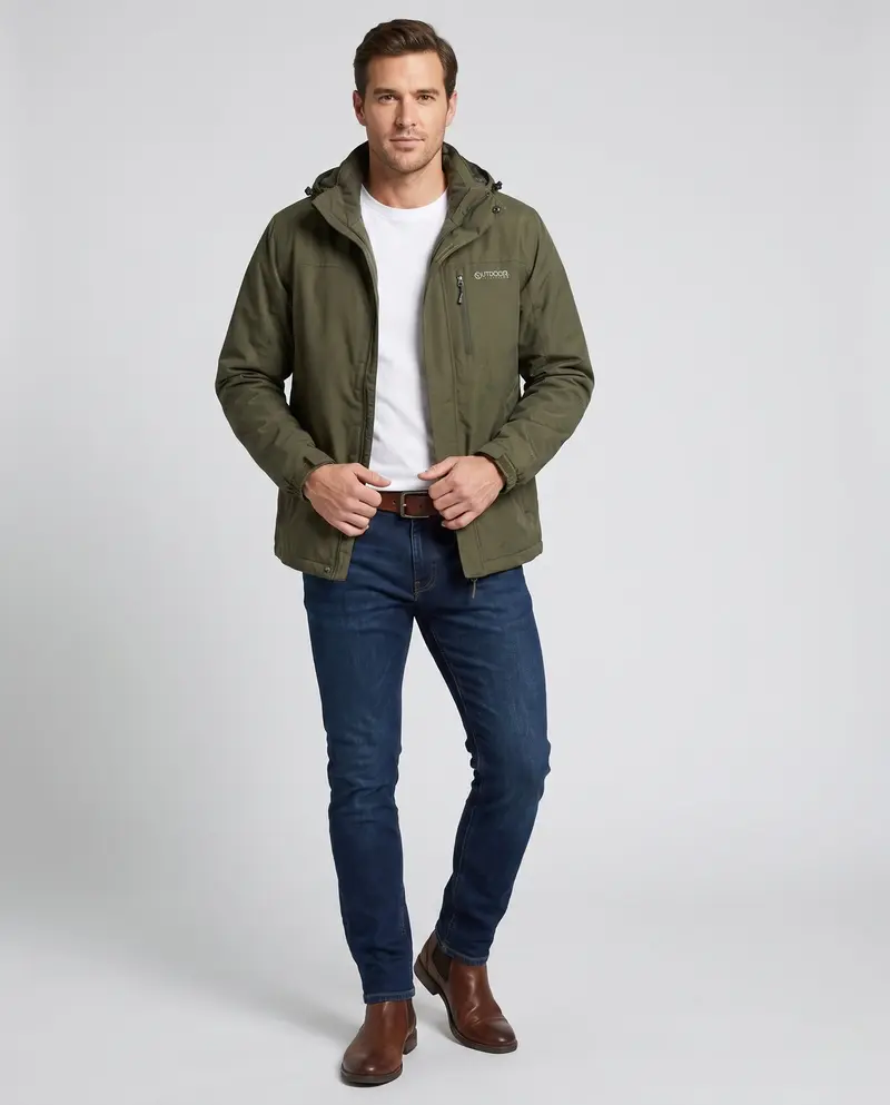 Atmungsaktive leichte Outdoor-Jacke für Herren mit Kapuze, Mesh-Innenfutter und mehreren Taschen Drune