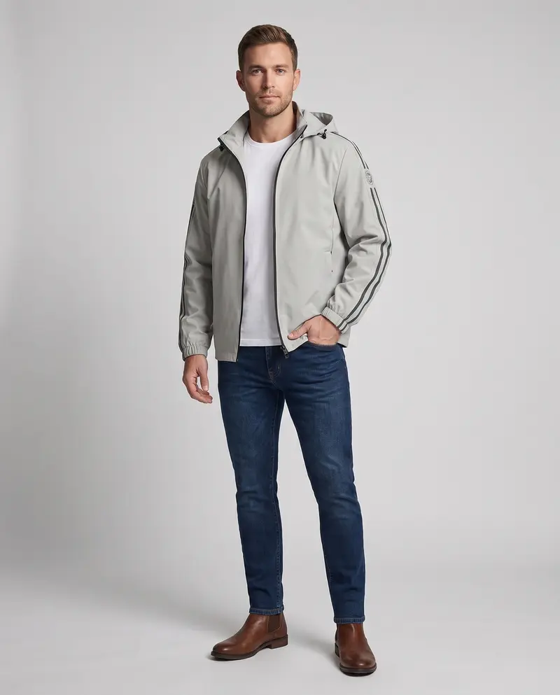 Atmungsaktive Softshell-Jacke für Männer mit reflektierenden Armstreifen