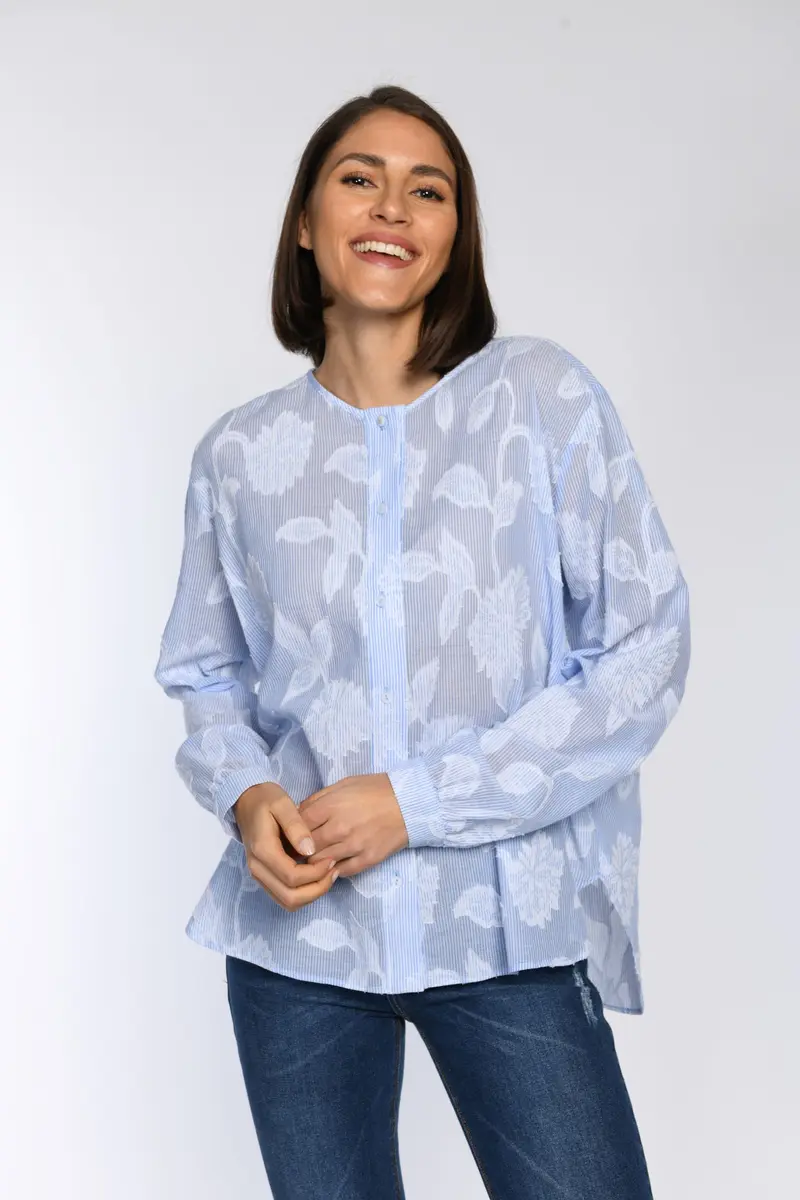 Baumwollbluse mit feinem Streifendessin