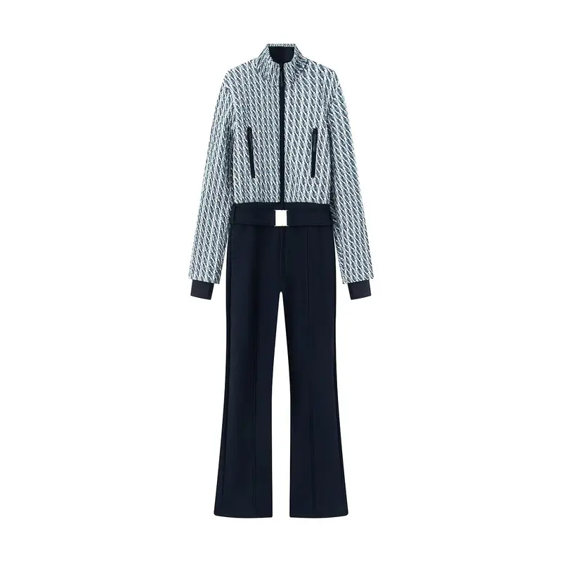 Damen 10+ Cropped gesteppte Blousonjacke mit Stehkragen und High‑Waist Palazzo‑Hose Drune