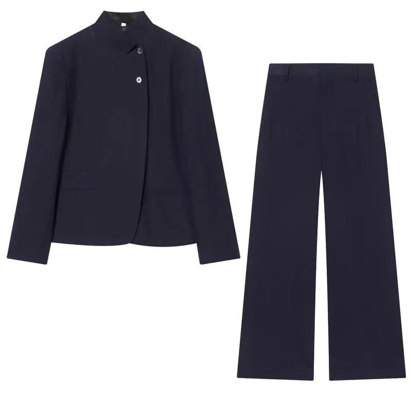 Damen 10+ hochtaillierte weite Palazzo‑Hose mit geradem Bund und seitlichen Eingrifftaschen Drune