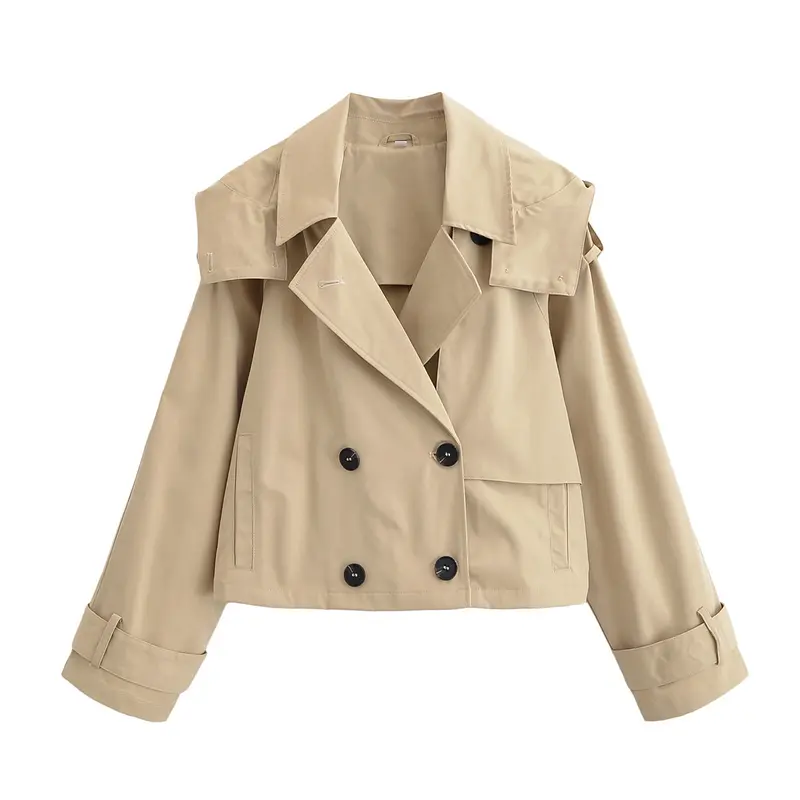 Damen 10+ kurzgeschnittener Trench‑Blouson mit doppelreihiger Knopfleiste und Schulterpatte Drune