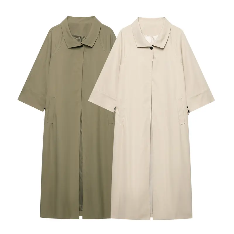 Damen 10+ leichter Oversize Cape‑Mantel mit Dreiviertelärmeln und verdeckter Knopfleiste Drune