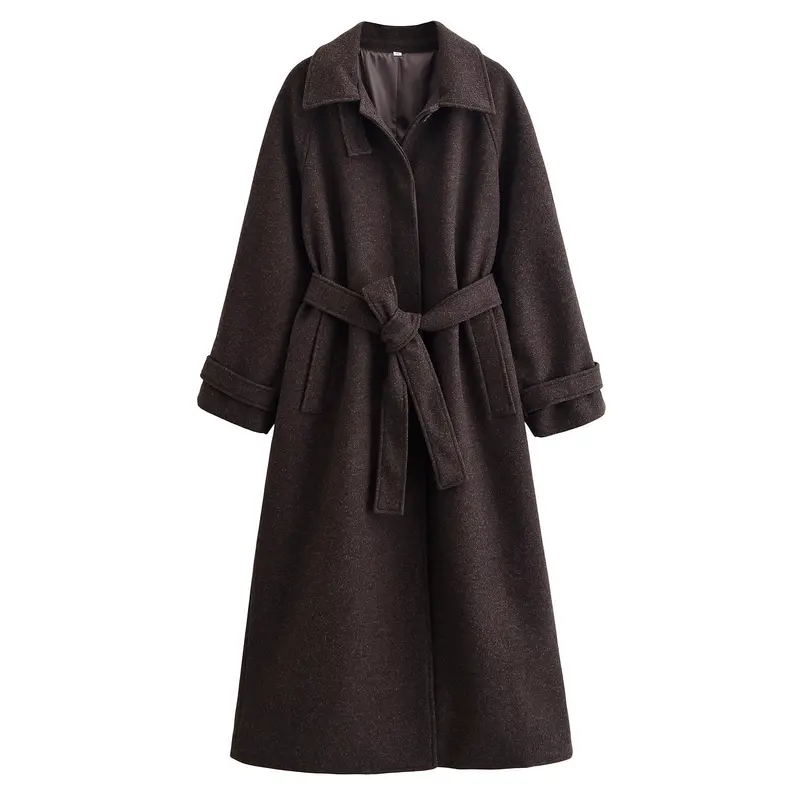 Damen 10+ taillierter Wollmix‑Mantel mit Bindegürtel Drune