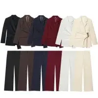 Damen 100+ weite High‑Waist Palazzo‑Hose mit cleanem Frontabschluss und Bügelfalte Drune