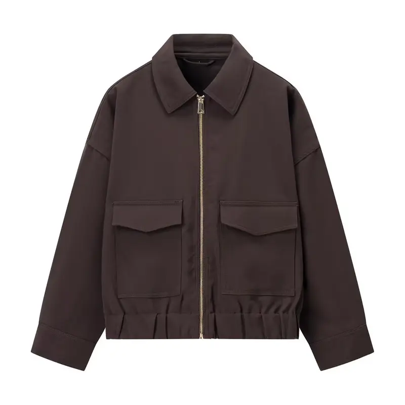 Damen 20+ kaschierende Cropped‑Blousonjacke im Utility‑Look mit aufgesetzten Pattentaschen Drune
