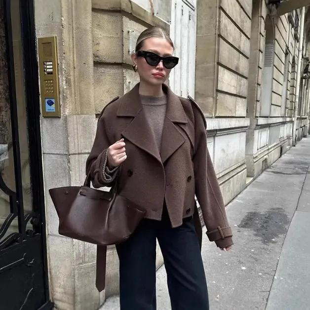 Damen 2200+ Wollmix‑Longmantel im Oversize‑Schnitt mit doppelreihiger Knopfleiste und verstellbaren Manschetten Drune