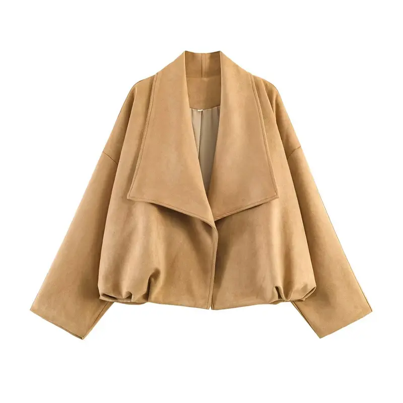 Damen 50+ Oversized Velours‑Blouson mit weitem Schalkragen und ballonförmigem Saum Drune