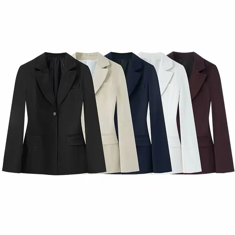 Damen 50+ taillierter Zweiknopf‑Blazer mit Reverskragen, Pattentaschen und Gehschlitz Drune