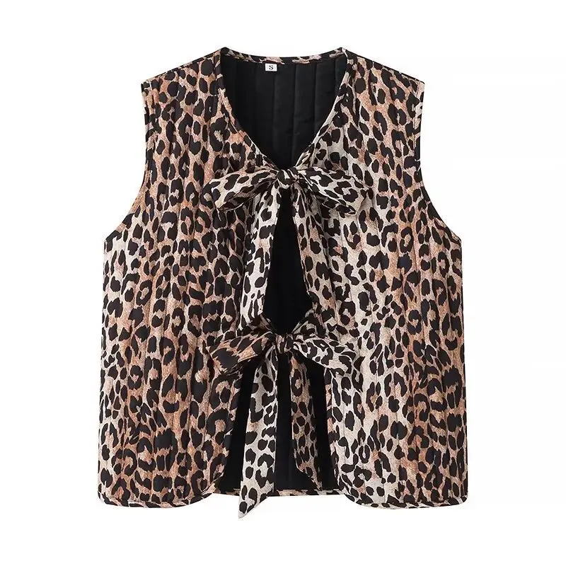 Damen Ärmellose Bluse mit doppelter Bindeschleife und V‑Ausschnitt Drune