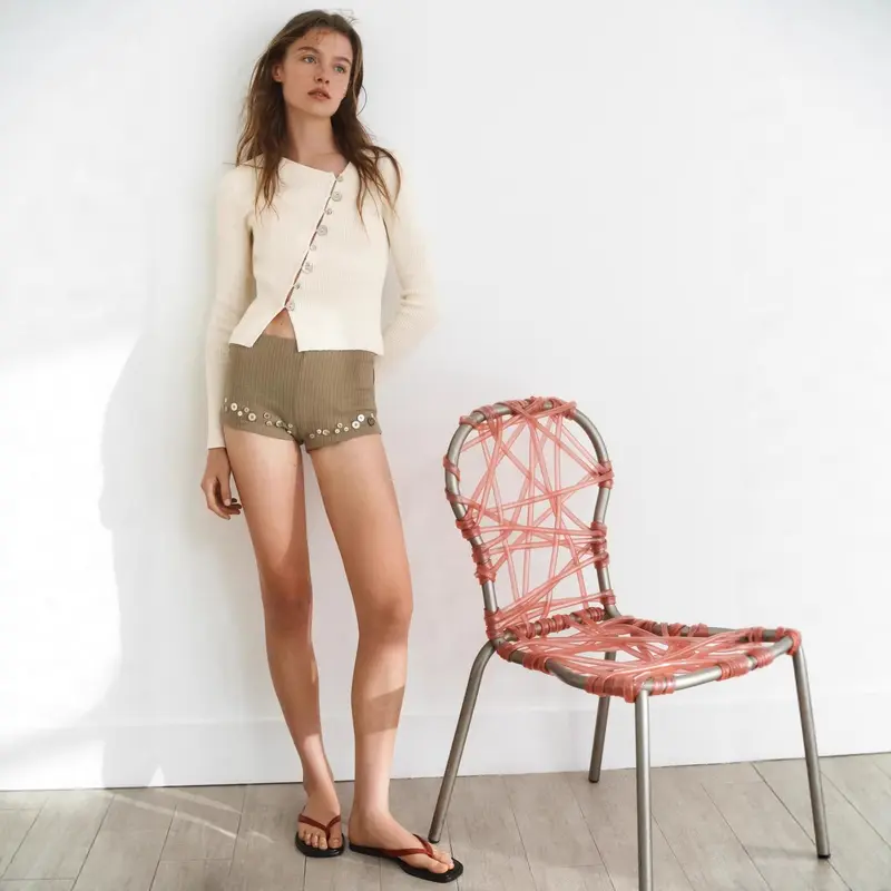 Damen Asymmetrische Feinstrick-Cardigan mit Zierknopfleiste Drune