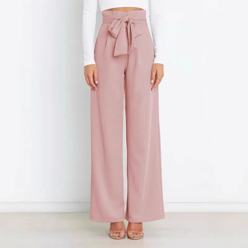 Damen Bequeme und elegante weite Hose mit Bindegürtel Drune