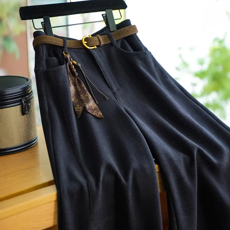 Damen Bequeme und modische Hose mit Gürtel Drune