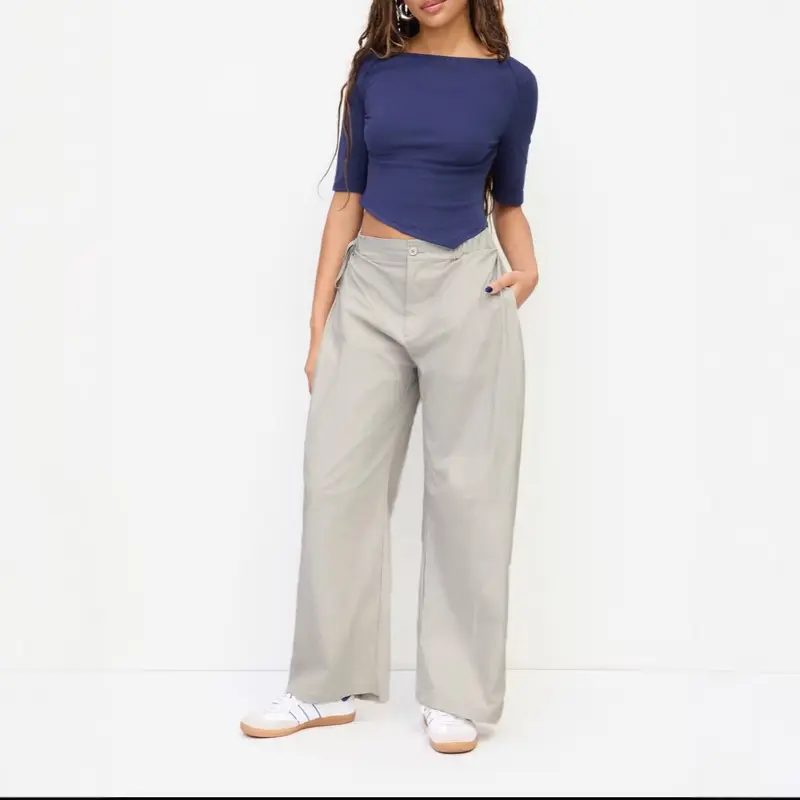 Damen Bequeme Weite Stoffhose Drune