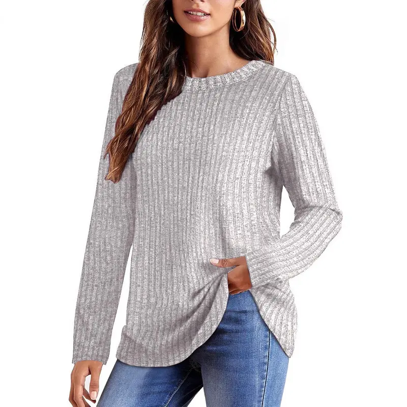 Damen Bequemes Langarmshirt mit Rippstruktur Drune