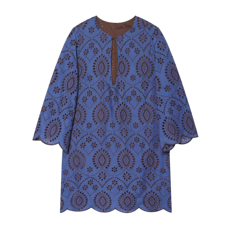 Damen Bestickte Broderie-Anglaise Tunika mit Ajour-Details Drune