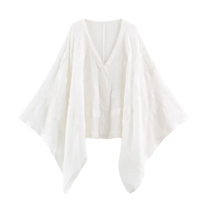 Damen Bestickter Kaftan‑Kimono mit V‑Ausschnitt und fließender Poncho‑Silhouette Drune