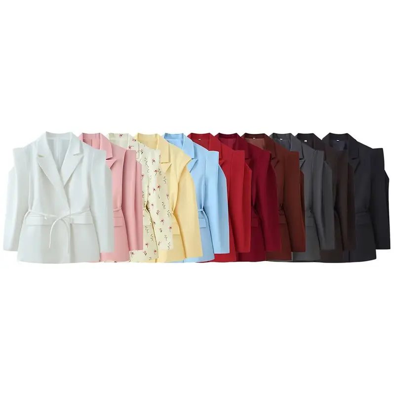 Damen Blazer mit Cut-Out‑Schultern, Taillengürtel und Pattentaschen Drune