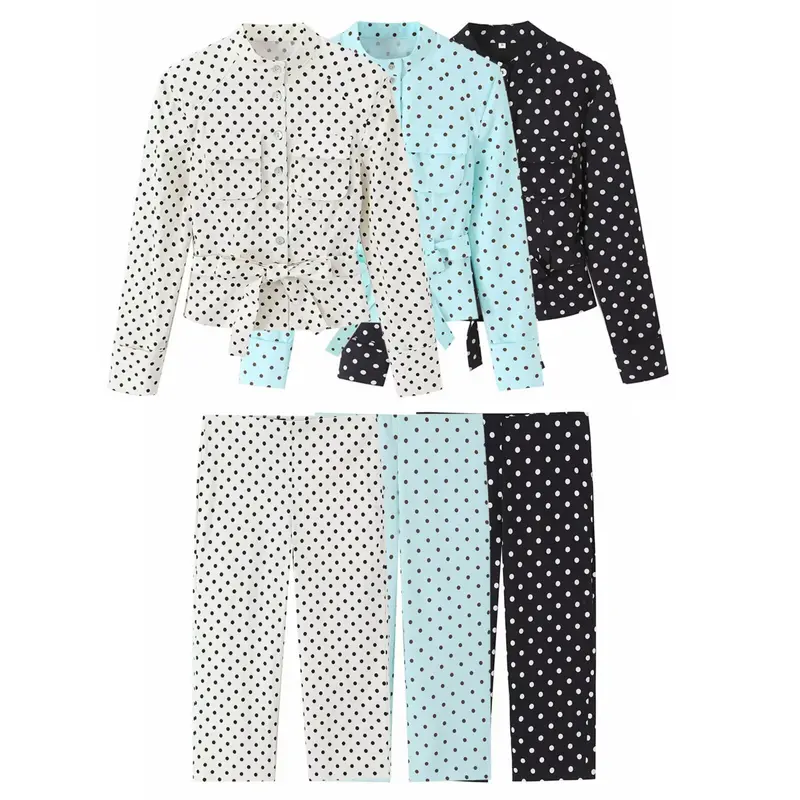Damen Bluse mit Stehkragen, Taillengürtel und Brusttaschen Drune
