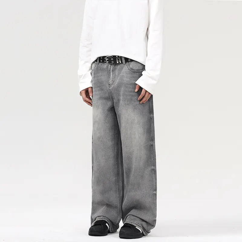 Damen Bodenlange Oversize-Denimhose im Baggy‑Palazzo‑Cut mit soften Stonewash-Details Drune