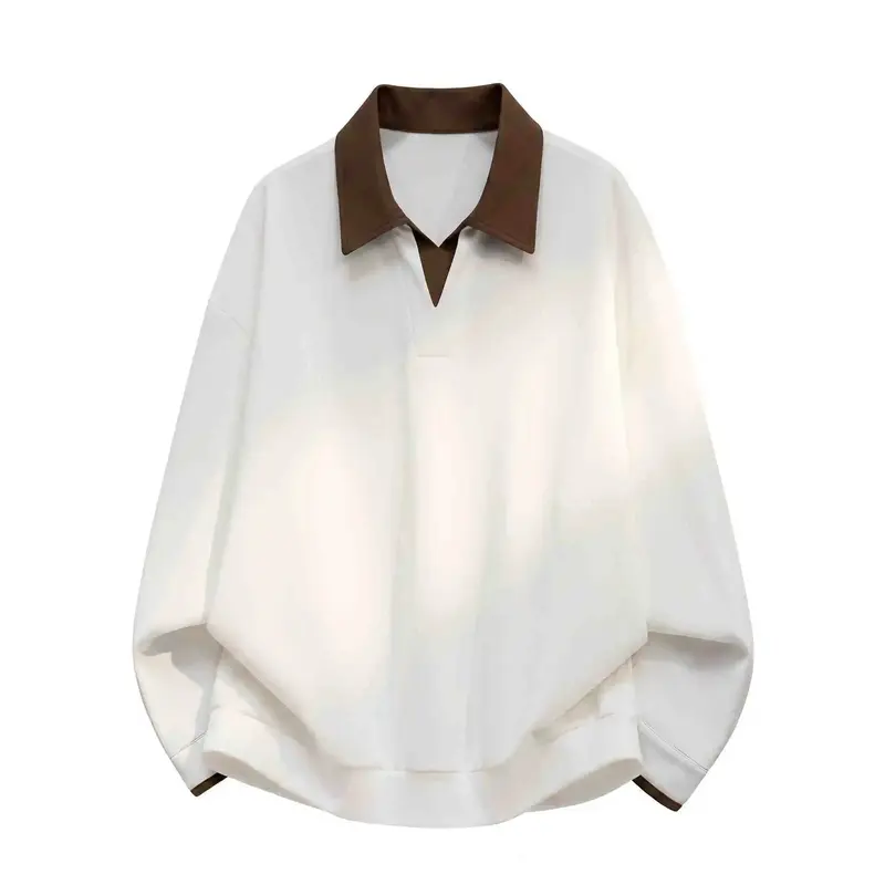 Damen Boxy-Polo-Sweatshirt mit kontrastiertem Spitzkragen Drune