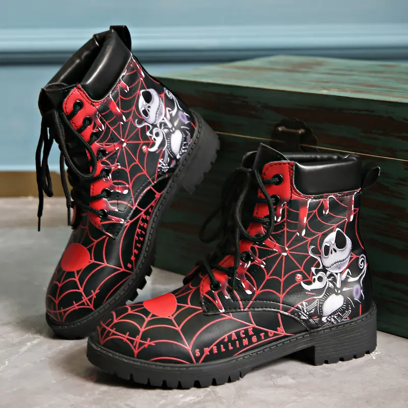 Damen Bunte Schnürstiefel im Künstlerischen Halloween-Design Drune