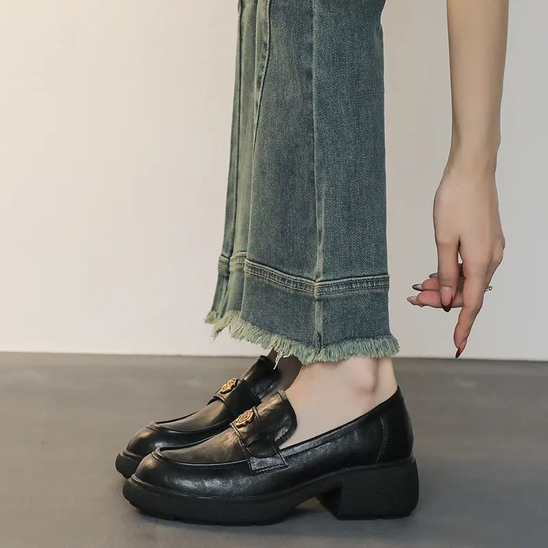 Damen Chunky‑Loafer aus Glattleder mit Emblem‑Applikation und profilierter Blocksohle Drune