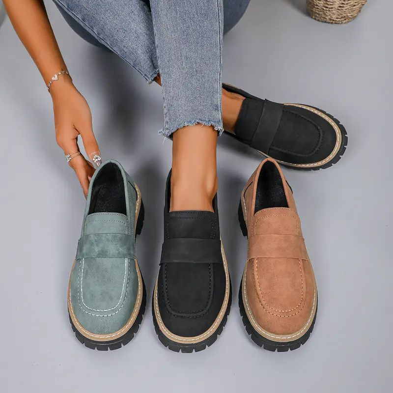 Damen Chunky Loafer mit profilierter Lug-Sohle und Velours‑Optik Drune