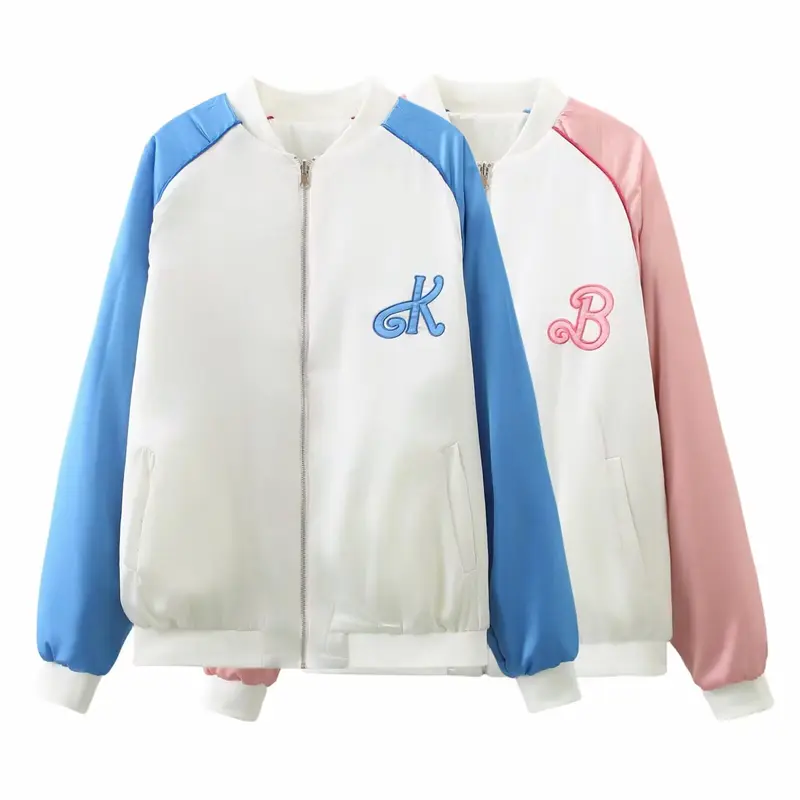 Damen College‑Bomberjacke mit Kontrastärmeln und gesticktem Monogramm Drune
