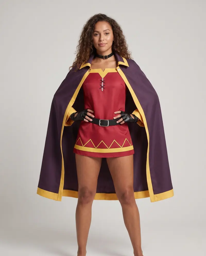 Damen Cosplay-Kostümset mit magischer Robe, Hut und Accessoires Drune