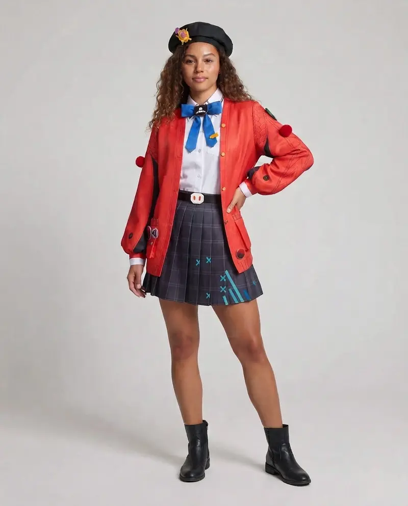 Damen Cosplay-Kostümset mit stilvollem Jacken- und Rock-Design Drune
