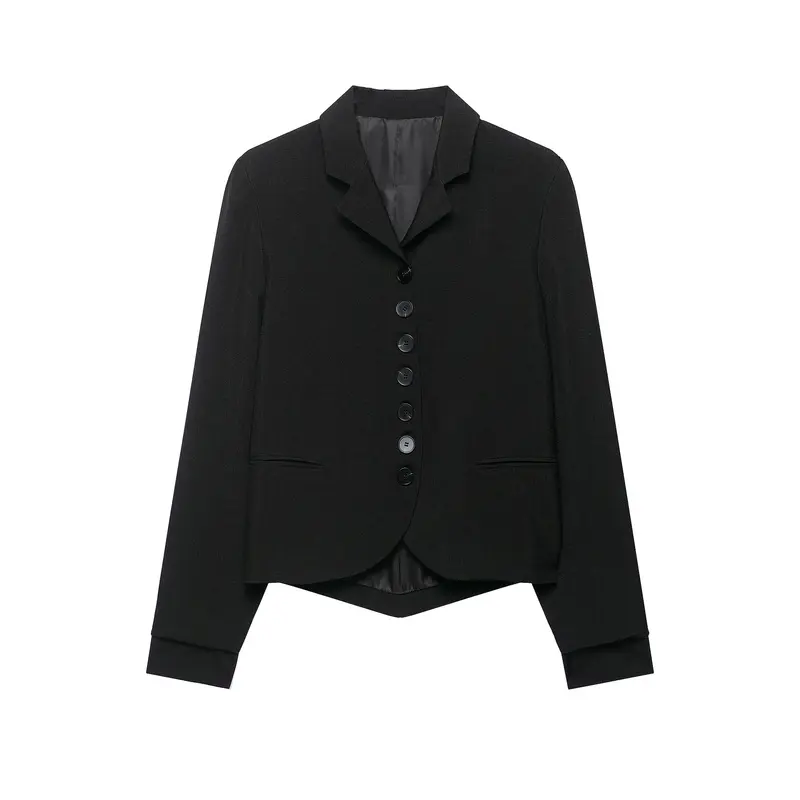 Damen Cropped-Blazer mit asymmetrisch geschnittenem Vorderteil und klassischem Revers Drune