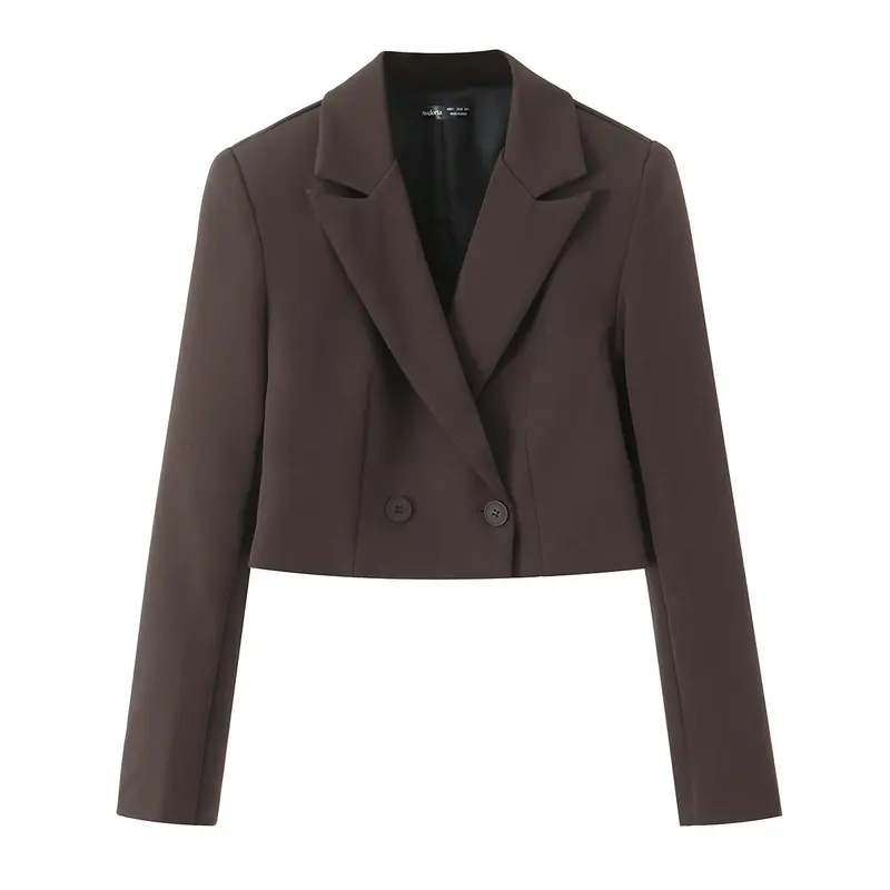 Damen Cropped-Blazer mit Doppelknopf, tailliertem Schnitt und schmalem Revers Drune