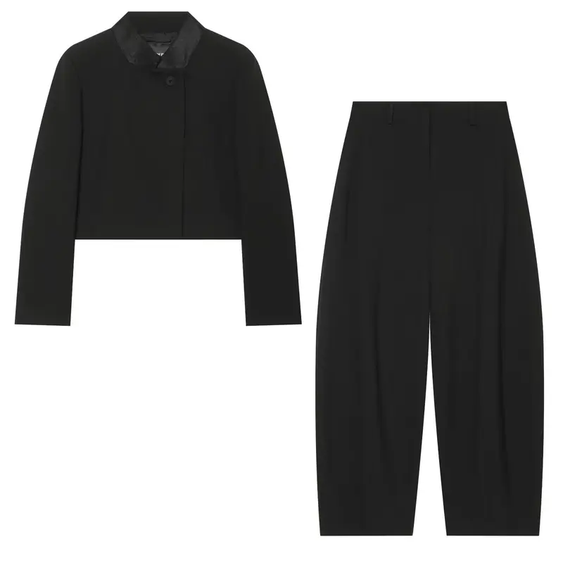 Damen Cropped‑Blazerjacke im Boxy‑Schnitt mit kurzem Stehkragen Drune