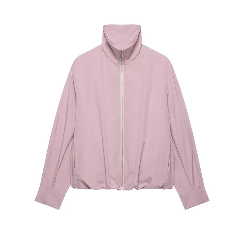 Damen Cropped-Boxy-Übergangsjacke mit hohem Funnelkragen und elastischem Saum Drune