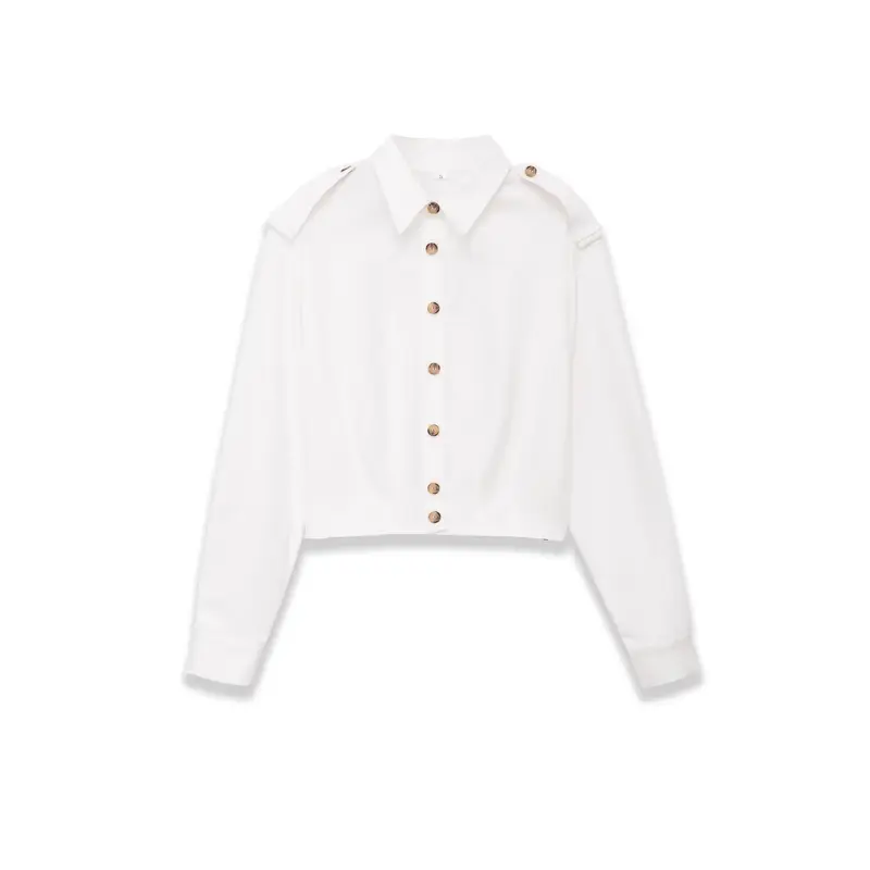 Damen Cropped-Hemdjacke mit Epauletten und taillierenden Abnähern Drune
