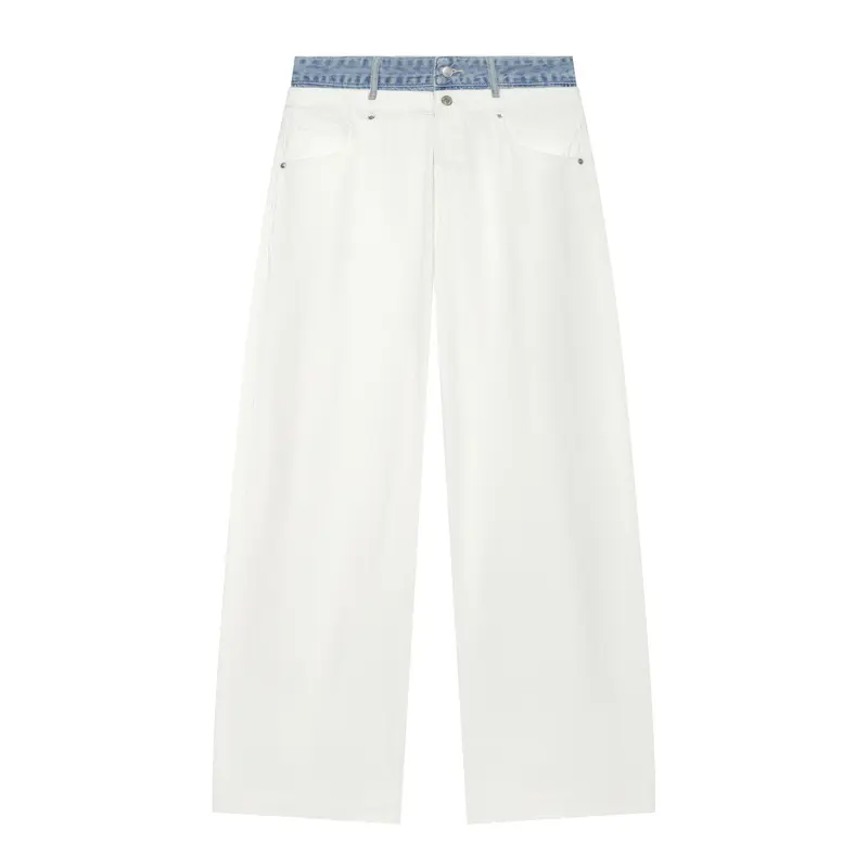 Damen Cropped-Jeans mit weitem Bein und kontrastierendem Bund Drune