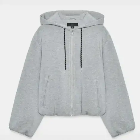 Damen Cropped Kapuzen‑Sweatjacke im Bomberstil mit Ballonärmeln Drune