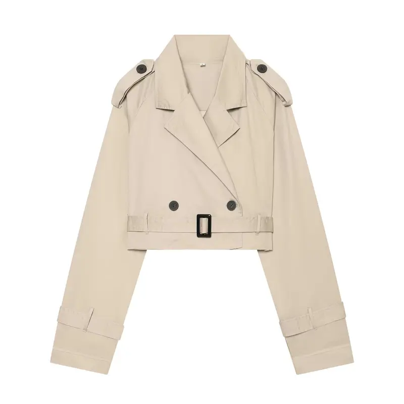 Damen Cropped‑Trenchjacke im Boxy‑Cropped‑Schnitt mit Schulterklappen und Taillengürtel Drune