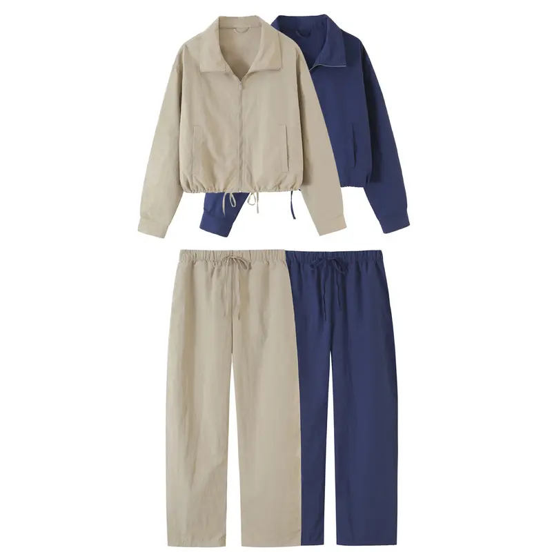 Damen Cropped-Übergangsjacke mit Tunnelzug und Stehkragen Drune
