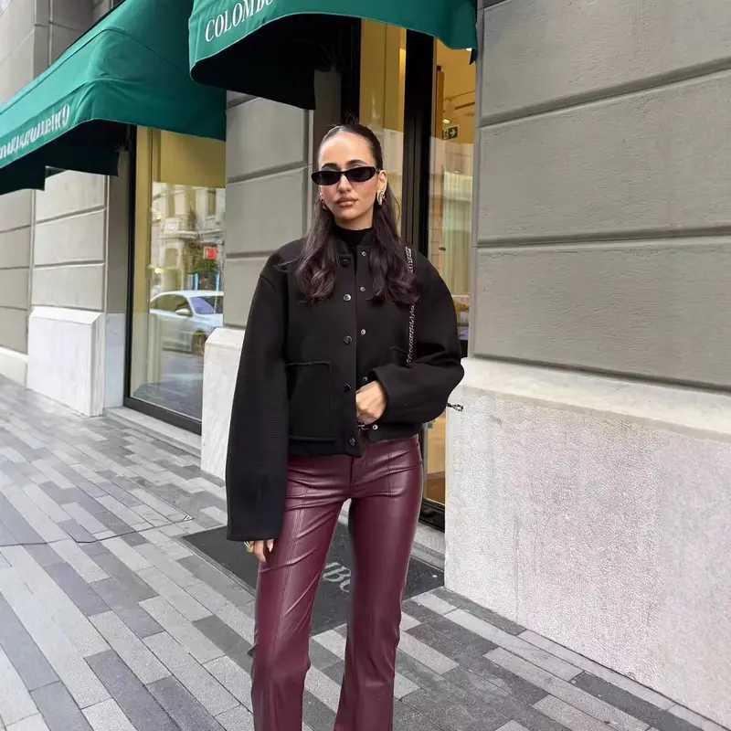 Damen Cropped Wollmix‑Jacke im Boxy‑Schnitt mit Stehkragen und aufgesetzten Taschen Drune
