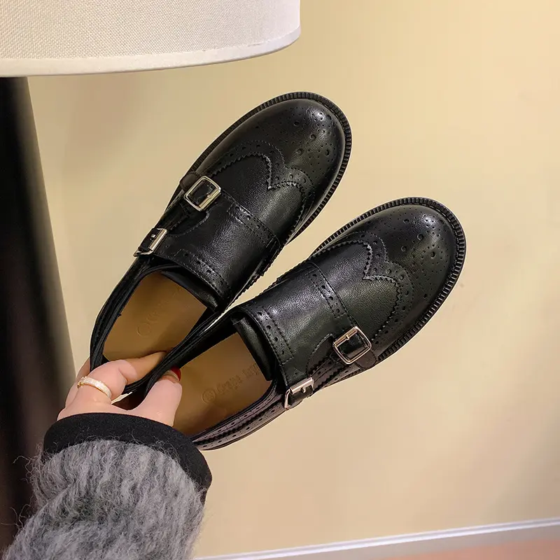 Damen Doppel-Monkstrap-Brogues aus Glattleder mit Brogue-Perforation und Komfortfußbett Drune