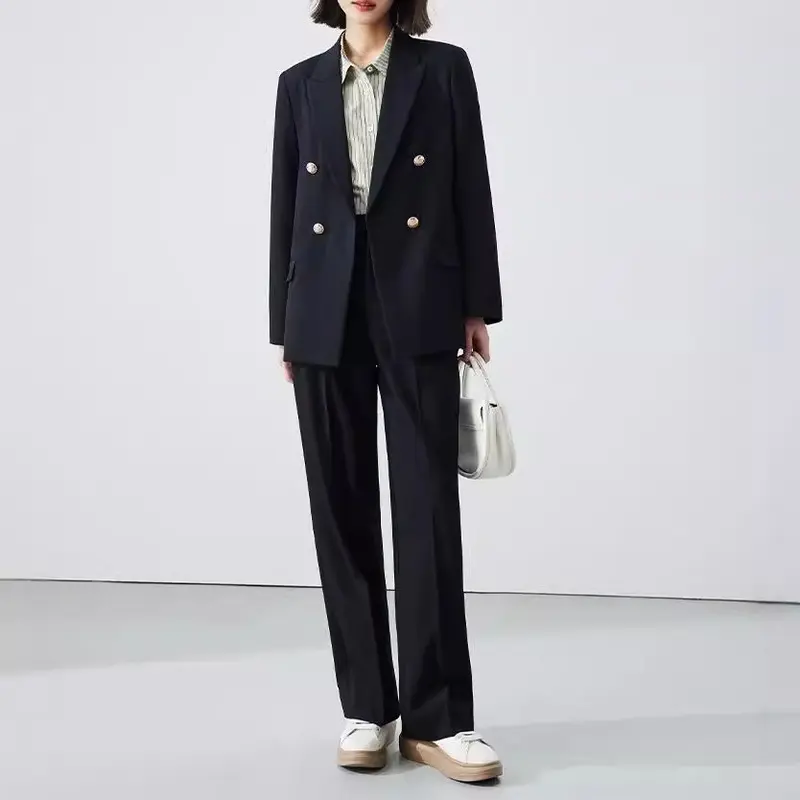 Damen Doppelreiher Blazer mit glänzenden Knöpfen Drune