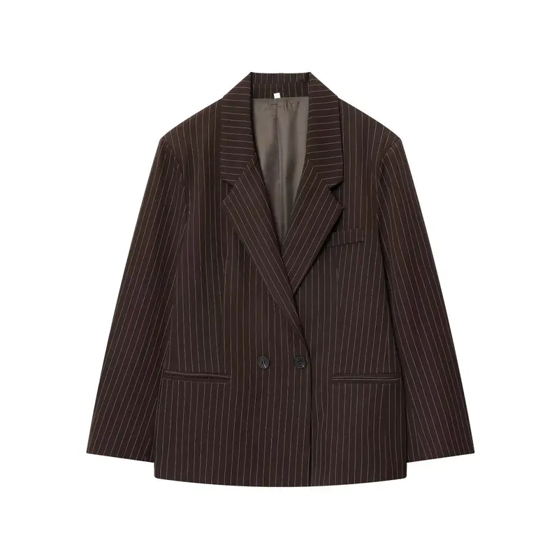 Damen Doppelreihiger Nadelstreifen-Blazer in Oversize-Passform Drune
