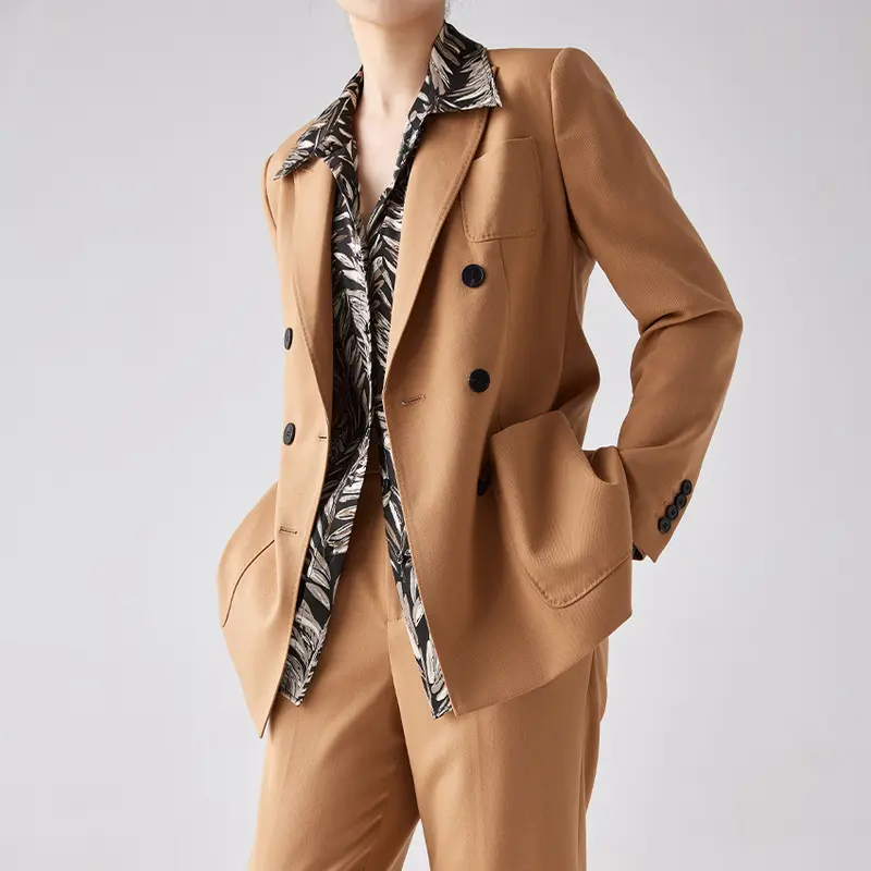 Damen Doppelreihiges Blazer‑Hosen‑Set aus Wollmischung mit legerem Oversize‑Blazer und hochtaillierter Bundfaltenhose Drune