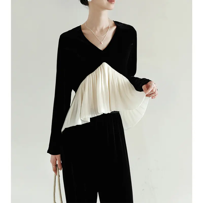 Damen Elegante Bluse mit Drapierung Drune