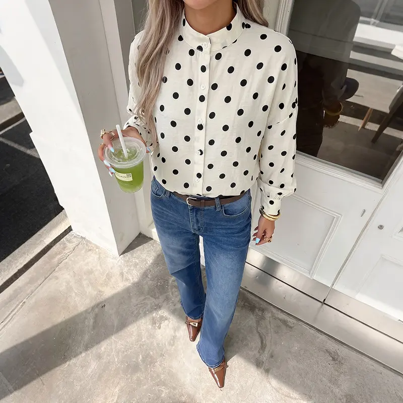 Damen Elegante Bluse mit Punkten Drune