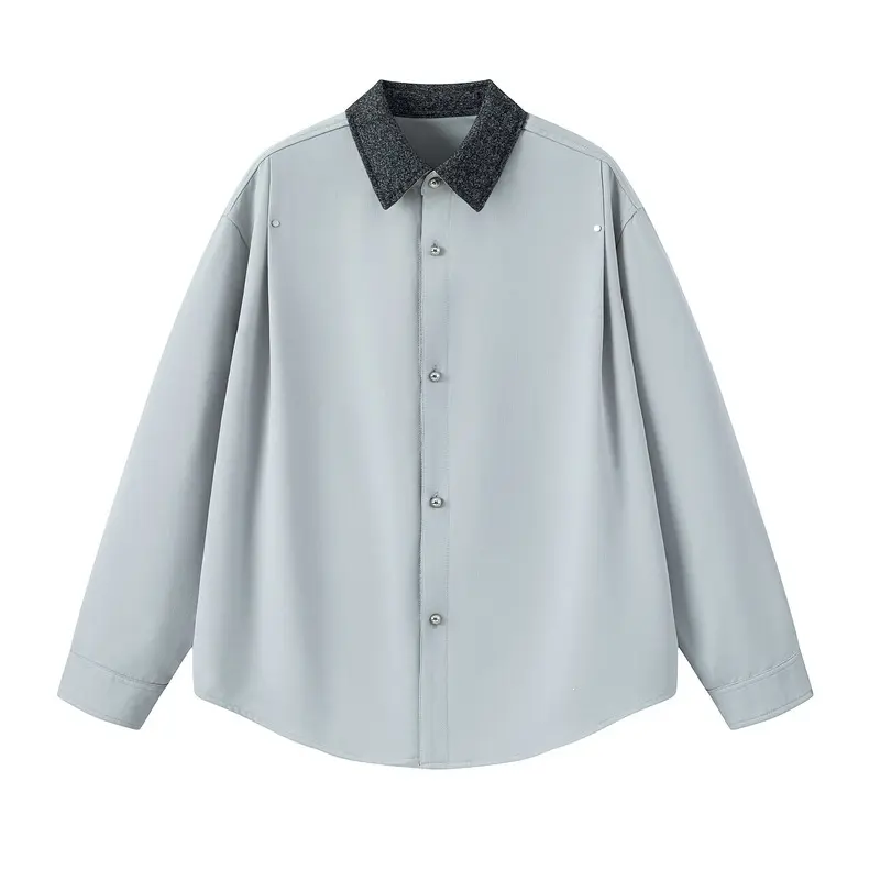 Damen Elegante Bluse mit Stehkragen Drune