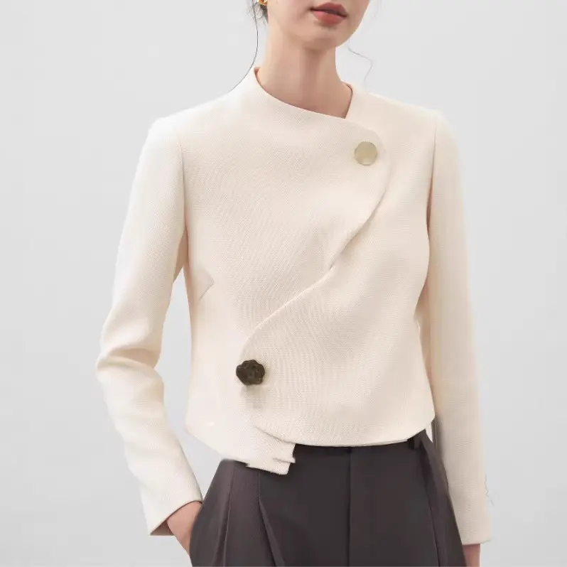 Damen Elegante cropped Blazerjacke mit asymmetrischem Schnitt Drune