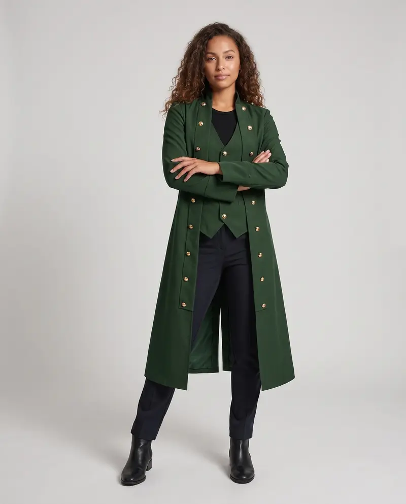 Damen elegante Frackjacke mit goldenen Knöpfen Drune
